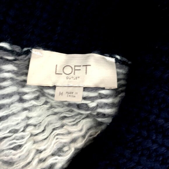 Loft Fair Isle Knit Turtleneck Sweater Navy White Pink Pattern Womens Size M - Picture 4 of 5